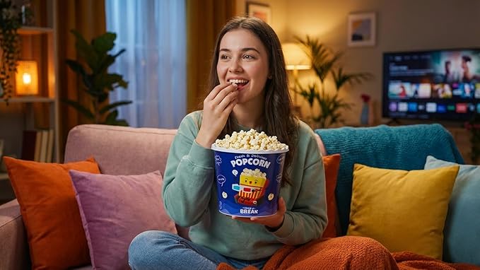 Modern Style Reusable Plastic Popcorn Box/Popcorn Containers/Popcorn Bowls Set for Movie Theater Night - (BPA Free - 6 Pack - 75 oz) (Popcorn Mix A)
