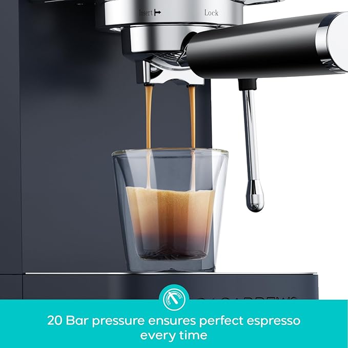 CASABREWS 3700 Essential Espresso Machine 20 Bar, Stainless Steel Coffee Maker with Steam Frother, Cappuccino & Latte Machine, 43.9oz Water Tank, Sapphire Blue