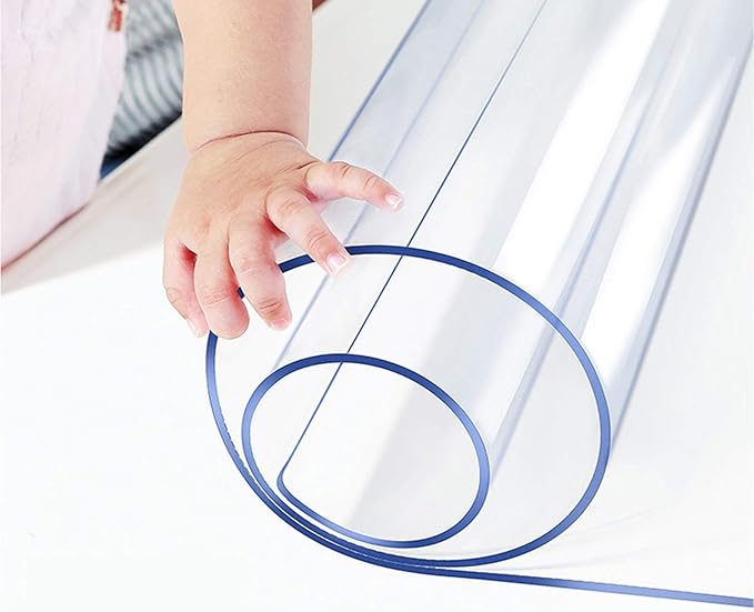 Plastic Vinyl Clear Table Protector for Dining Room Table Rectangle Desk Office Top Pad Cover Wood Glass Marble Furniture Coffee End Tabletop Protective Pad Crystal PVC Tablecloth 42x80 Inch or 74"