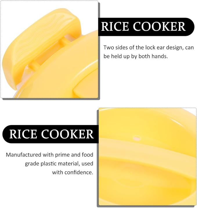 OSALADI 1L Microwave Rice Cooker Mini Rice Cooker Steamer Keep Warm Function for Soups Stews Grains Oatmeal Yellow