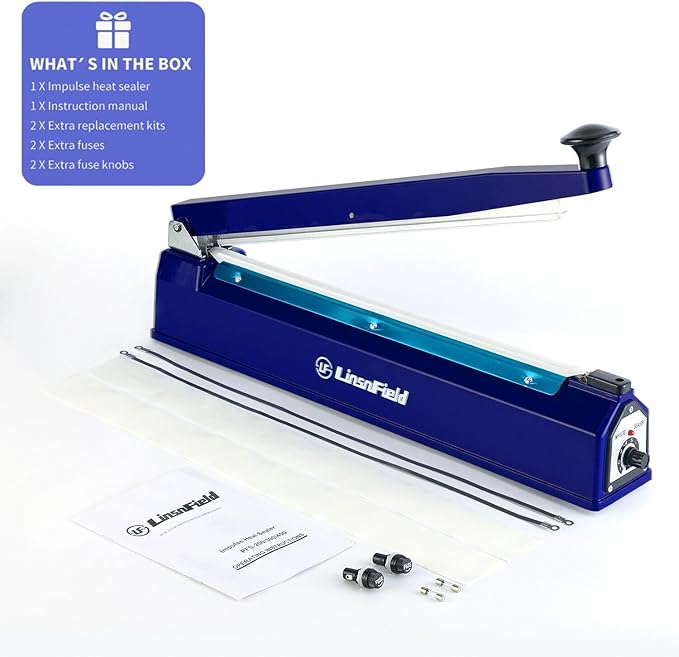 Sealer Pro - 16 inch Impulse Heat Sealer - 5mm Sealing Width - Manual Heat Sealer Machine for All Bags - Most Heavy Duty for Strong, Secure Sealing for Long Term Food Storage, Deep Blue