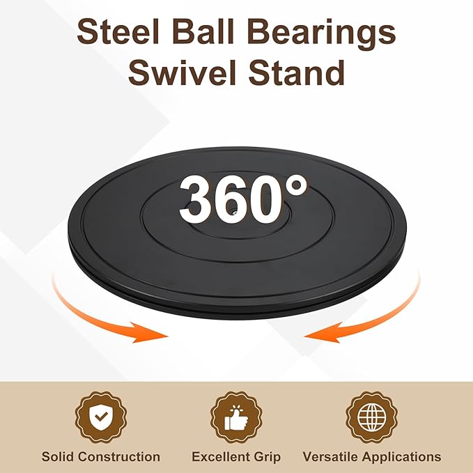 uxcell 16 Inch Rotating Swivel Stand with Steel Ball Bearings, 360 Degree Rotating Lazy Susan Turntable Organizer Round Rotating Plate for TV Sculpture Computers Monitor, Black