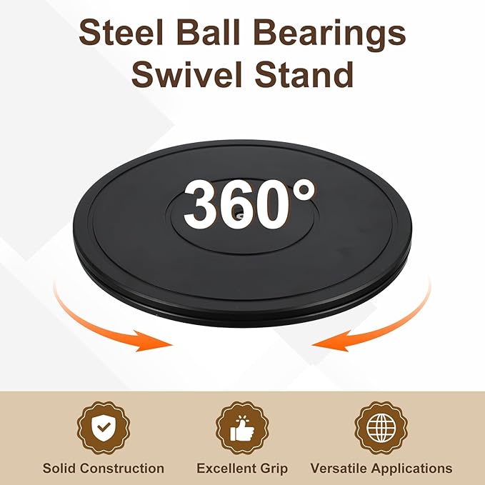uxcell 2Pcs 12 Inch Rotating Swivel Stand with Steel Ball Bearings, 360 Degree Rotating Lazy Susan Turntable Organizer Round Rotating Plate for TV Sculpture Computers Monitor, Black