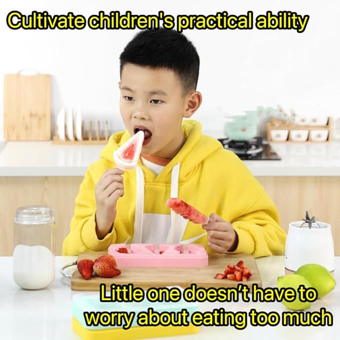 4 PCS Cute Silicone Ice Cube Mold Set For Toddlers and Kids, BPA-Free Food Grade Ice Tray, Homemade Frozen Popsicle Maker Mold (4 PCS（fruit*1+dinosaur*1+airplane*1+car*1))