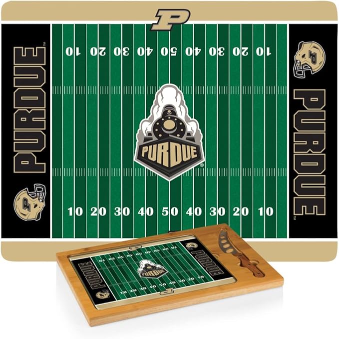 PICNIC TIME NCAA Icon Glass Top Cutting Board & Knife Set, Cheese Boards Charcuterie Boards, Serving Platter, (Parawood & Bamboo)