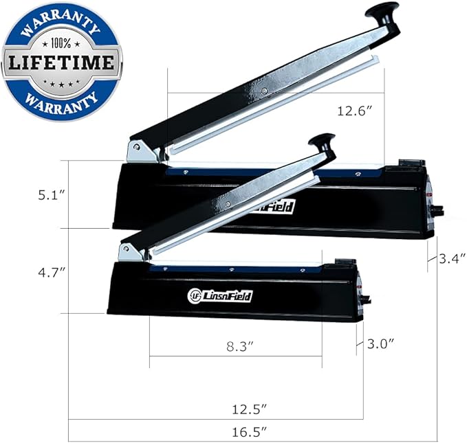 Sealer Pro, 8-inch Impulse Heat Sealer, 2-mm Sealing Width Super Heavy Duty Bag Sealing Machine with Extra 2 Replacements,Black