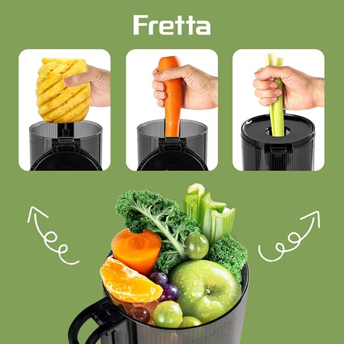 Juicer Machines,Fretta Cold Press Juicer Machines with American-Sourced PCTG Material,Fit Whole Fruits & Vegetables,Easy to Clean,Truly BPA-Free, Red