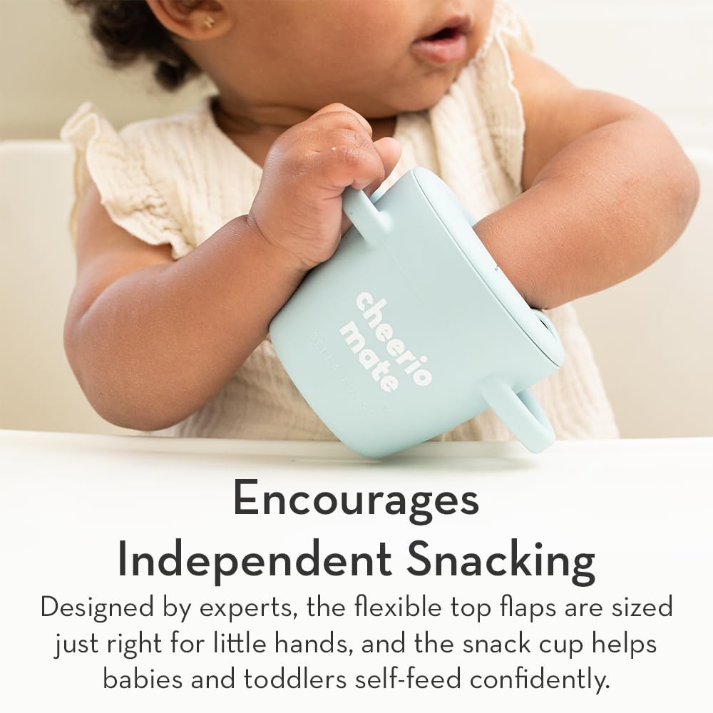 Bella Tunno Snack Cups for Toddlers, Silicone Spill Proof Food Container with Lid, Babies & Kids 6-12 Months, Love First Bite