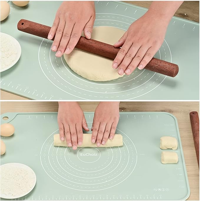 Silicone Pastry Mat 24"*16" Extra Thick Non Stick Baking Mat Food Grade Silicone Dough Rolling Bake Mat with Edge Heightening