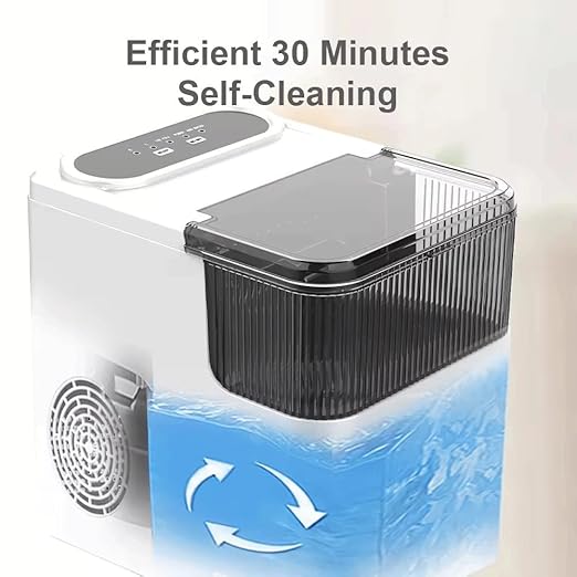 Ice Maker Machine Counter Top for Home, 12kg/26lb in 24h, 2 Bullet Ice Sizes, 500g Storage, Portable Small Clear Ice Cube Maker for Kitchen/Party/bar