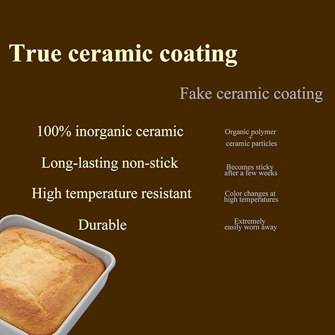 Non-Stick Square Cake Pan 9x9, Non-Toxic Lnorganic Ceramic Coating, Ceramic Square Baking Pan, Brownie Pan for Oven