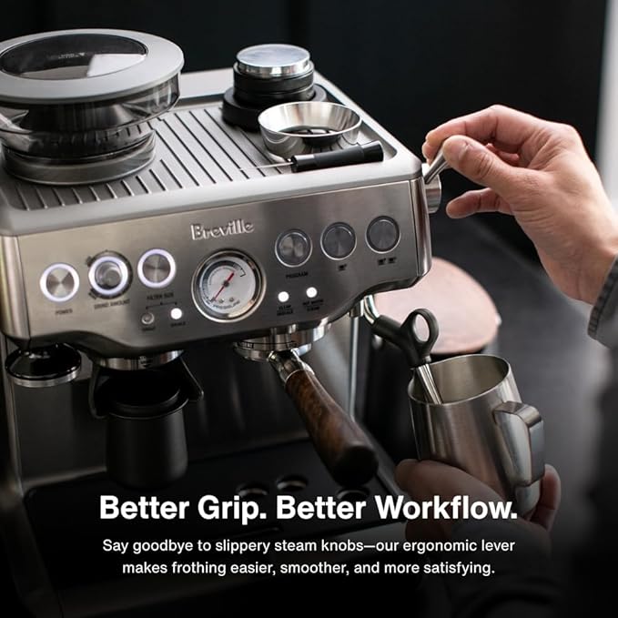CREMA Coffee Products Replacement Steam Lever for Breville Espresso Machines | Ergonomic Stainless Steel Design | Compatible with Barista Express, Infuser, Barista Pro | Black/Silver Finish