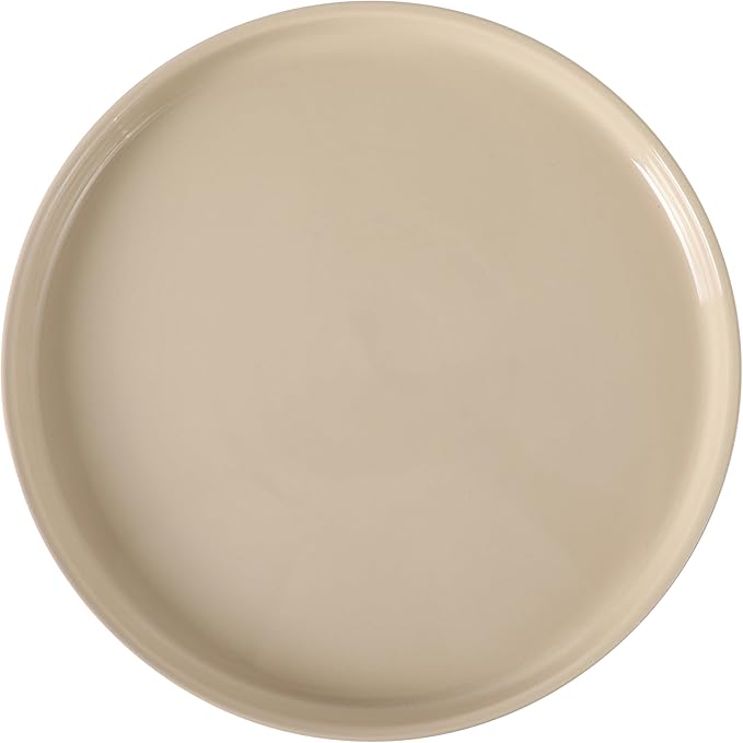 Gibson Elite 10.7-Inch Stoneware Cake Stand with Acacia Wood Base – Taupe Round Dessert Display Stand for Cakes, Cupcakes & Party Entertaining