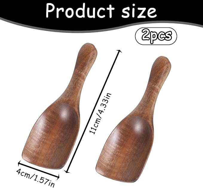 Ice Cream Spoon, 2 Pcs Reusable Portable Wooden Scoops for Jars, Lightweight Coffee Bean Scoop for Jars Canisters Tea Sugar, Serving Ice Cream at Summer Picnics