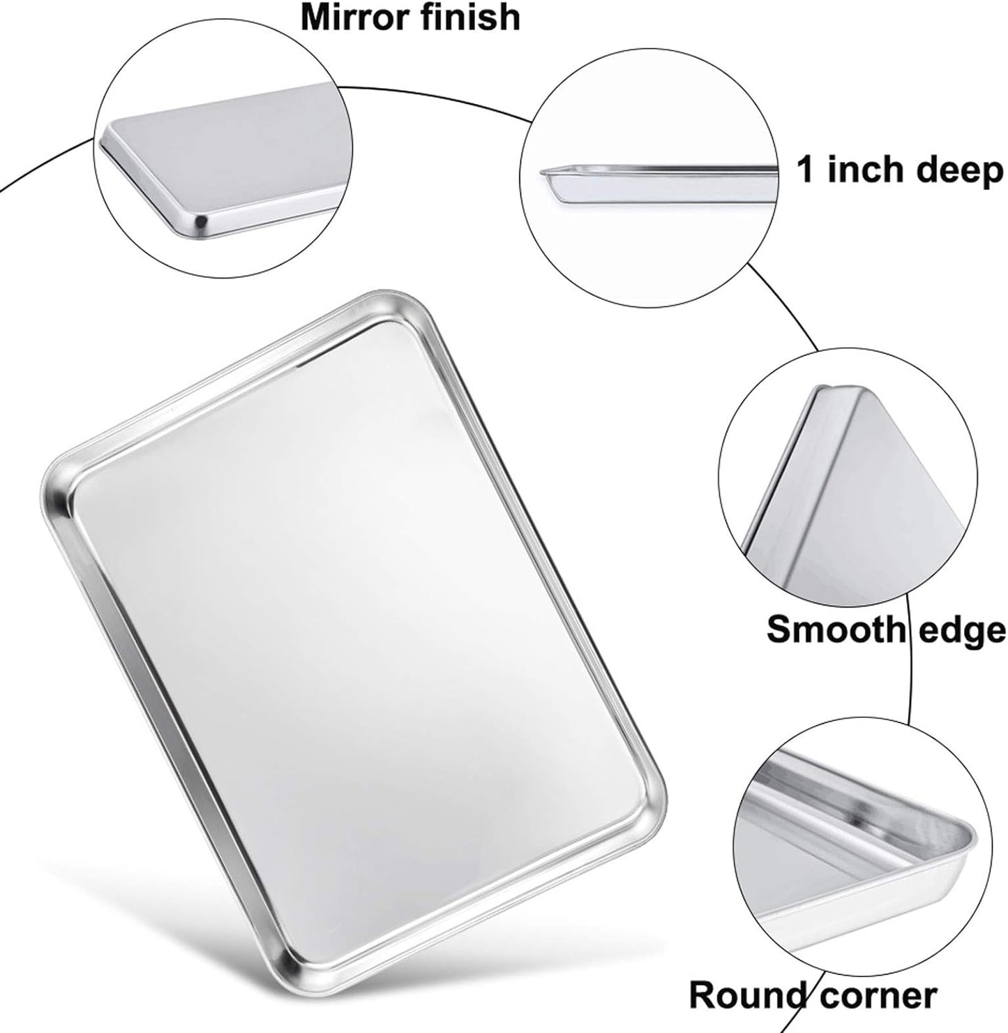 TeamFar Baking Sheet, 17.6’’ x 13’’ x 1’’ Stainless Steel Large Cookie Sheet Half Baking Pans, Non-toxic & Healthy, Easy Clean & Dishwasher Safe, Heavy Duty & Sturdy- Set of 2