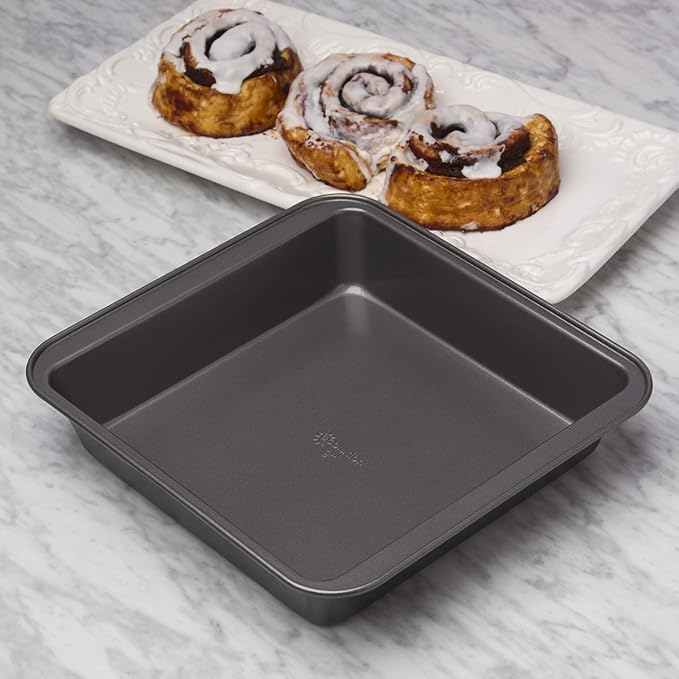 Ecolution Bakeins Cookware Non-Stick Heavy Duty Carbon Steel, Square 9”, Gray (Pack of 2)