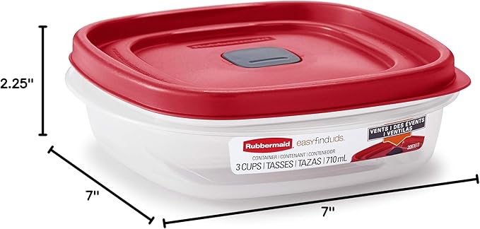 Rubbermaid 2030328 Easy Find Vented Lid Food Storage Container, 3-Cup (4)
