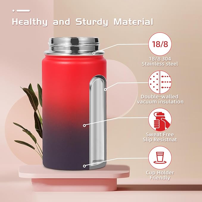 Volhoply 14oz KIds Water Bottle with Straw Lid and Silicone Boot Bulk 6 Pack,Stainless Steel Insulated Cups for Boys & Girls Multipack,Double Wall Vacuum Leakproof Bottles(Assorted,6)