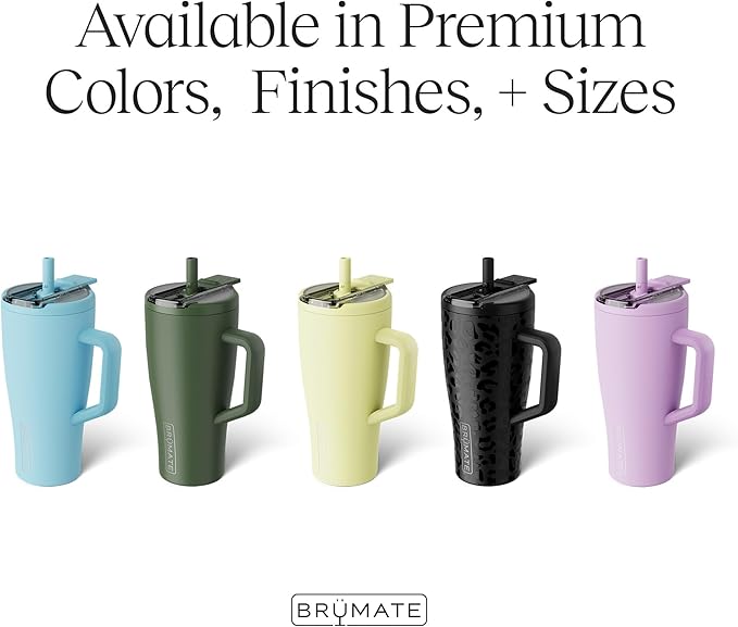 BrüMate Era Flip 30oz Tumbler with 100% Leakproof Covered Straw Lid | Hygienic Covered Straw | Insulated Stainless Steel Water Bottle with Handle | Cup Holder Friendly | BPA-Free (Blue Agave)