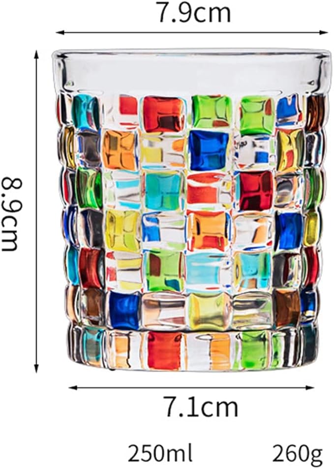 Colorful Drinking Glasses, Hand Painted Colored Water Glasses, Multicolor Water Glasse,Whiskey Wineglass Glasses,Tumbler Glasses (Weave)