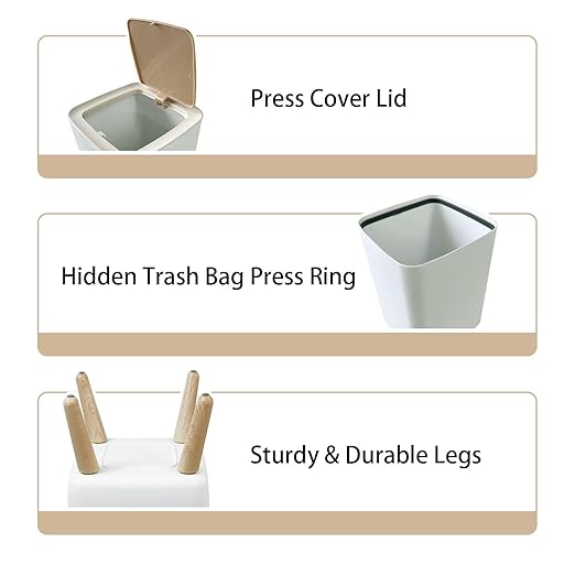 Small Trash Can with Lid Sunrise Beach Wastebasket with Press Cover Dog Proof Garbage Can Waste Bin for Kitchen Bathroom Nursery 2.6 Gallon