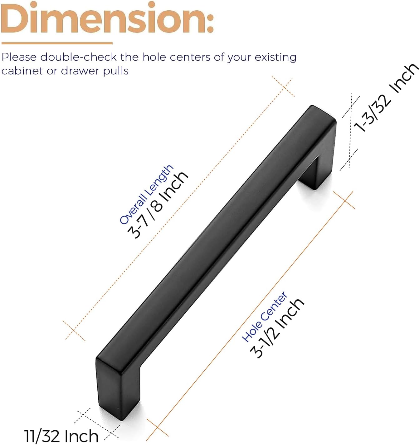 Ravinte 25 Pack Solid 3-1/2 Inch Center to Center Slim Square Bar Drawer Handles - Cabinet Hardware in Matte Black - Kitchen Handles and Pulls