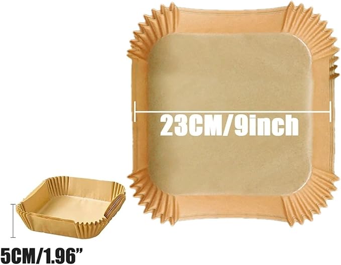 Large Air Fryer Disposable Paper Liners Nonstick 23cm Oven Airfryer Parchment Baking Paper ，Compatible For Ninja，Compatible For COSORI ，Grill Cooking Basket(23cm square,300 Pcs)