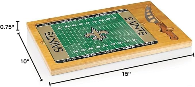 PICNIC TIME NFL Football Field Icon Glass Top Cutting Board & Knife Set, (Parawood & Bamboo)