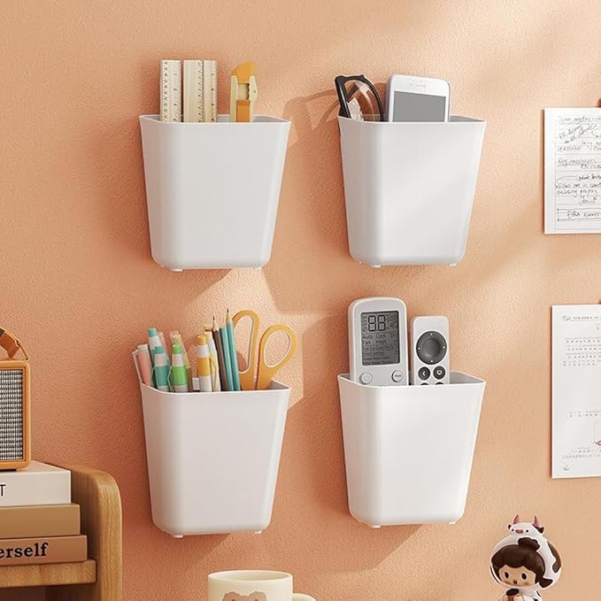 4 Piece Kitchen Cabinet Door Storage Box,Self Adhesive Wall Mounted Storage Box,Wardrobe/Bathroom/Refrigerator Small Items Organizer