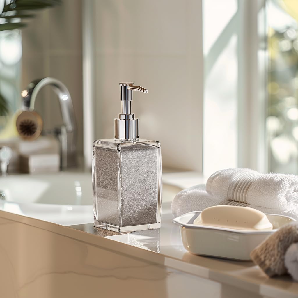 Purple Soap Dispenser with Refillable Plastic Pump for Bathroom Sink or Kitchen Counter, Ideal for Hand Soap, Liquid Soap, Dish Soap, or Lotion Use