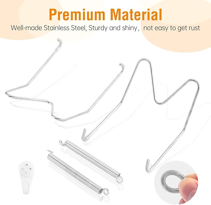 Plate Hangers for The Wall, Suitable for 16-20 inch Decorative Plate, Stainless Steel Wire Plate Holder with Wall Hooks and Rubber tip Protectors, Plate Hangers for Displaying Plates, Platter, Silver