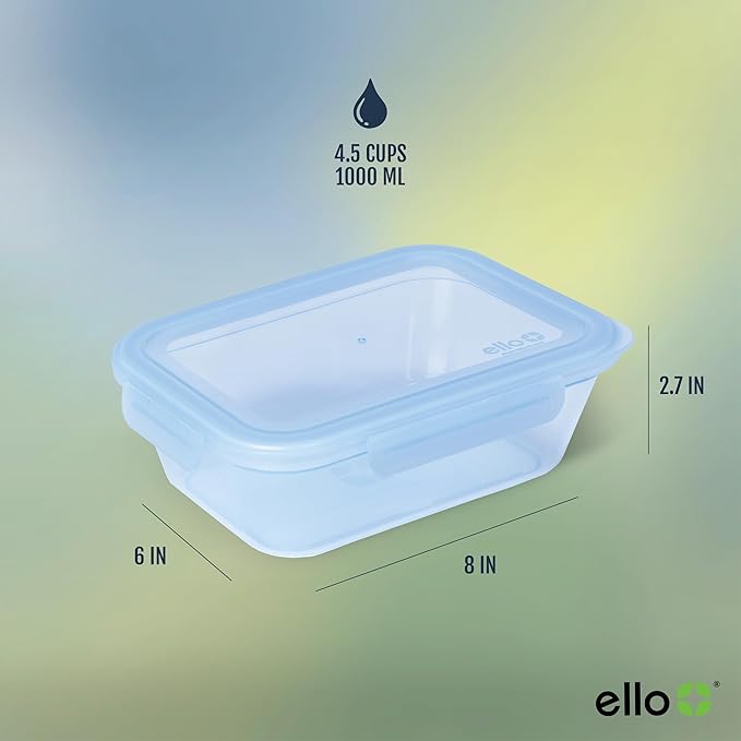 Ello Snap & Nest 10-Piece 4.5 Cup Plastic Meal Prep Set, Reusable Food Containers for Healthy Eating, Freezer, Dishwasher Safe, Seafoam