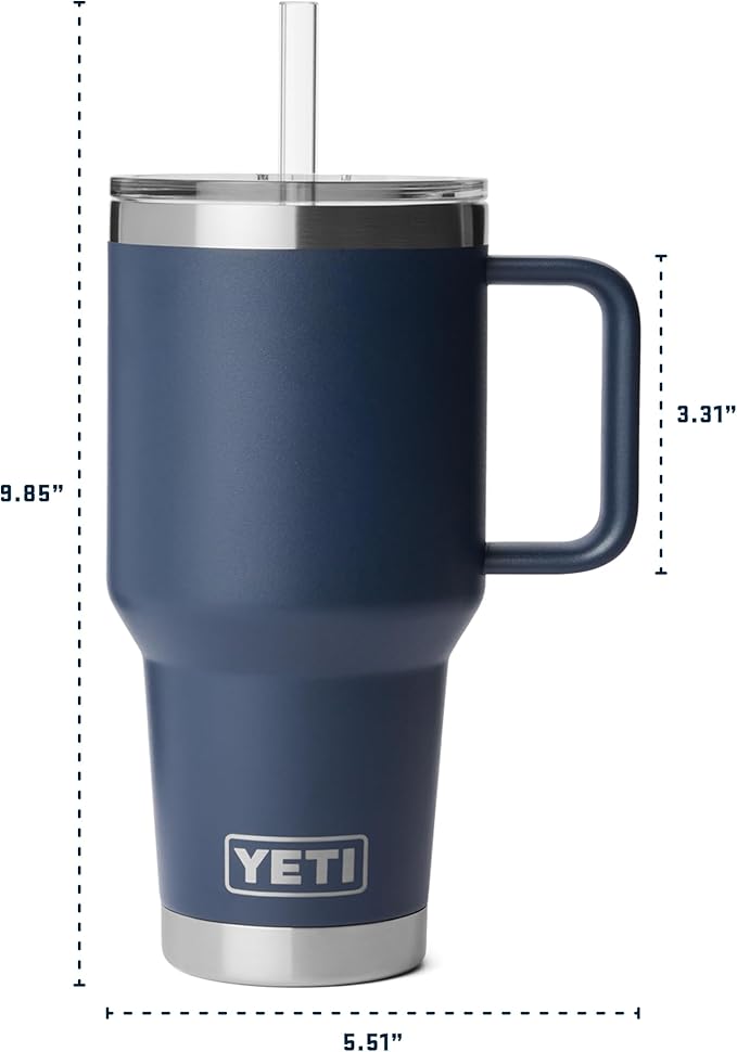 YETI Rambler 35 oz Straw Mug 2.0 - Double-Wall Vacuum Insulation for Cold Beverages – Dishwasher Safe – Cupholder Compatible – Reusable Straw – Comfortable Grip Handle – Travel Mug - Ridgeline