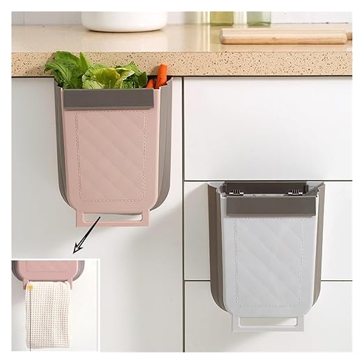 Collapsible Hanging Kitchen Trash Can Hanging Telescopic Folding Trash Can 1pc Multifunctional Cabinet Door Sorting Bin for Kitchen and Car(Gray)