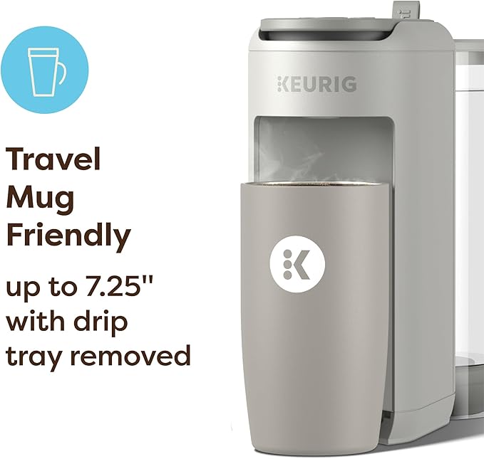 Keurig K-Mini Mate Plus Single-Serve K-Cup Pod Coffee Maker, Compact, 3 Cup Sizes, Brew Over Ice and Strong Button Features, 50 oz Removable Reservoir, Warm Stone