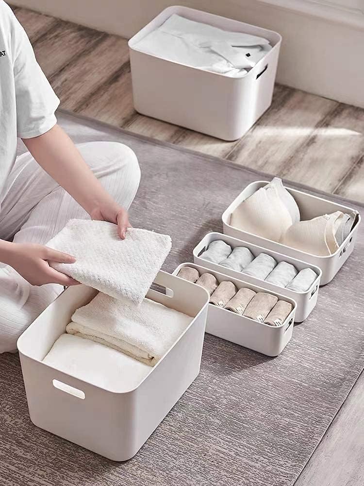Set Of 8 Plastic Storage Bins,Versatile Kitchen Pantry Organization and Storage,for Plastic Storage Container Under Bed,Under Sink Bathroom Organizer (White, 8 Pack)