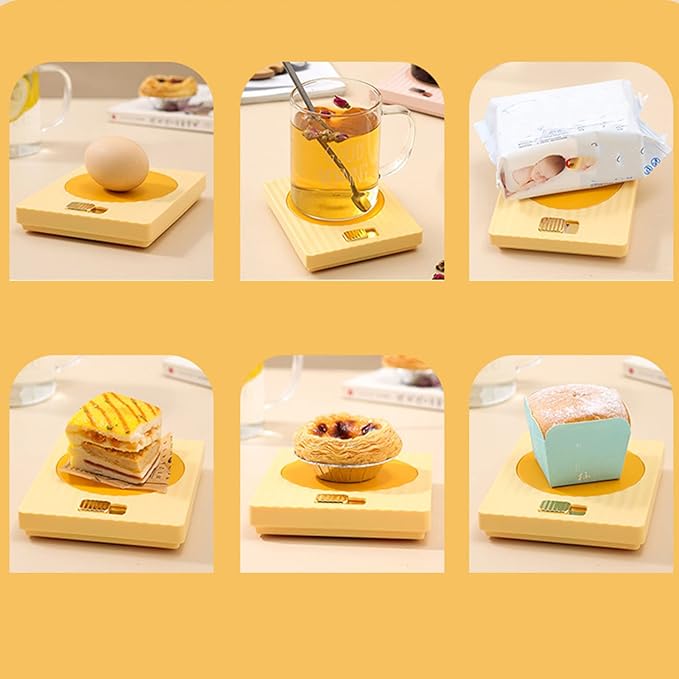 VINGVO Beverage Warmer, 220V USB 13W Desk Cup Warmer for Cake (Yellow)
