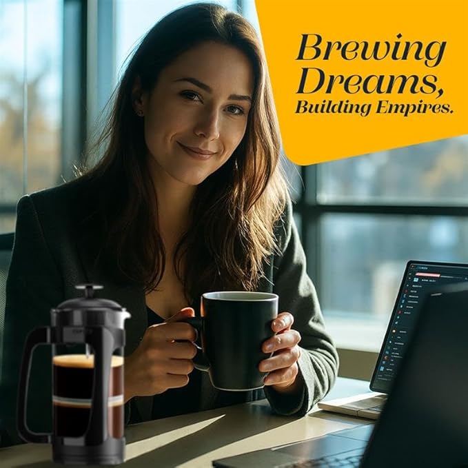 ESPRO Light P3 French Press Coffee Maker – Patented Double Micro-Filter for Grit-Free Brew, Heat Resistant thicker Borosilicate Glass Coffee press – (Black 17 oz)