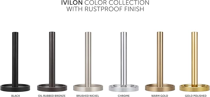 Ivilon Paper Towel Roll Stand - Steady and Easy Tear - Fits All Paper Towel Rolls - Oil Rubbed Bronze