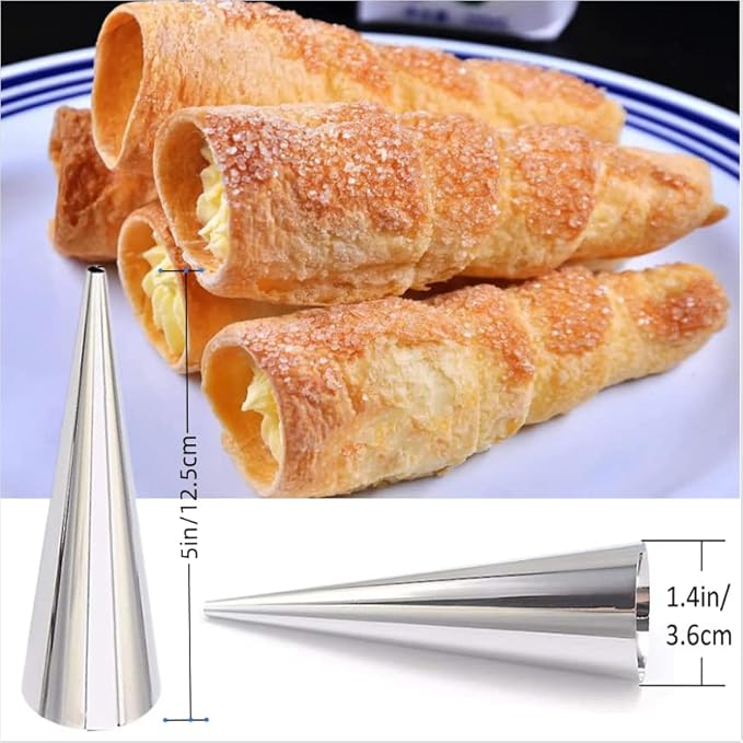 10 Pack Cream Horn Molds for Baking +10 Pack Cannoli Tubes Stainless Steel, 5 inch Large Size Cream Horn Mould and Cannoli Tubes for Baking Cream Horns, Brioche Rolls