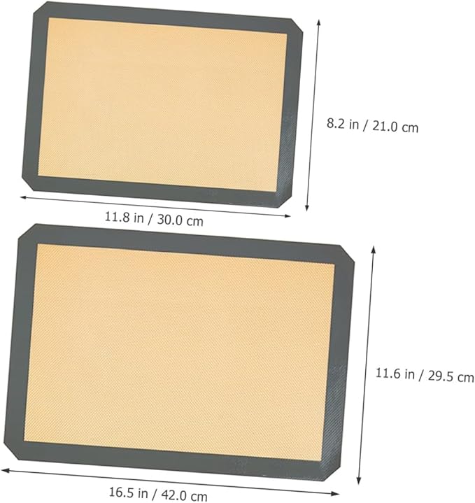 4pcs Heat Resistant Silicone Baking Mats Fiberglass, Non-stick Reusable Baking Pads for Home Bakery, Medium 42x29.5cm Small 30x21cm, Coffee Bottom, Food Safe Oven Liners
