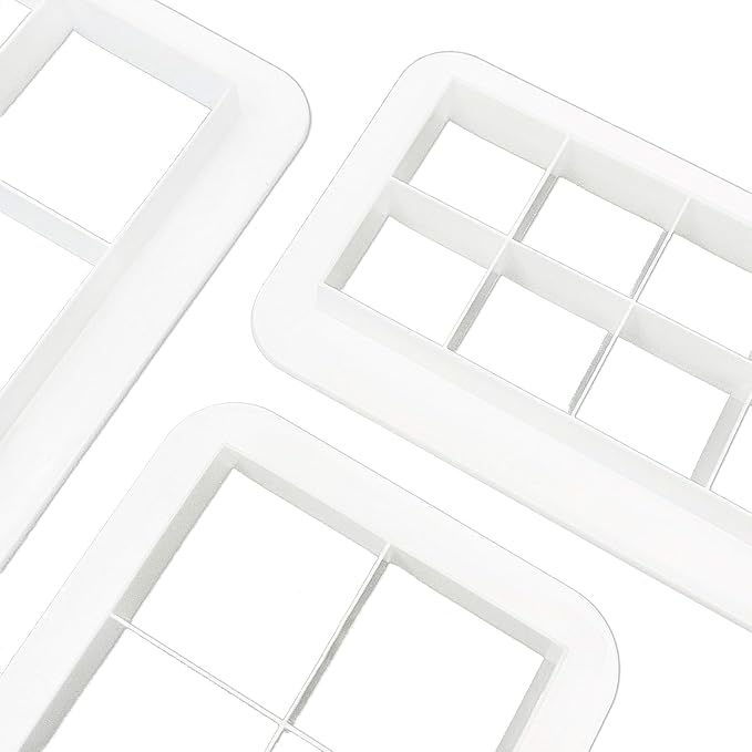 3Pcs White Square Cookie Cutter Set, Geometric Multicutter Square Cake Fondant, Cookie Biscuit Cutters Cake Decorating,Cookie Cutters Baking Tools and Accessories(3 Size）
