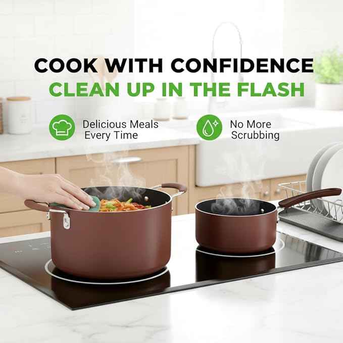 NutriChef Nonstick Cookware Set, 20-Piece Premium Kitchen Cookware Set with Pots, Pans, Bakeware & Utensils, Non Stick Pots and Pans Compatible with Gas, Electric, Ceramic & Induction Cooktops (Black)