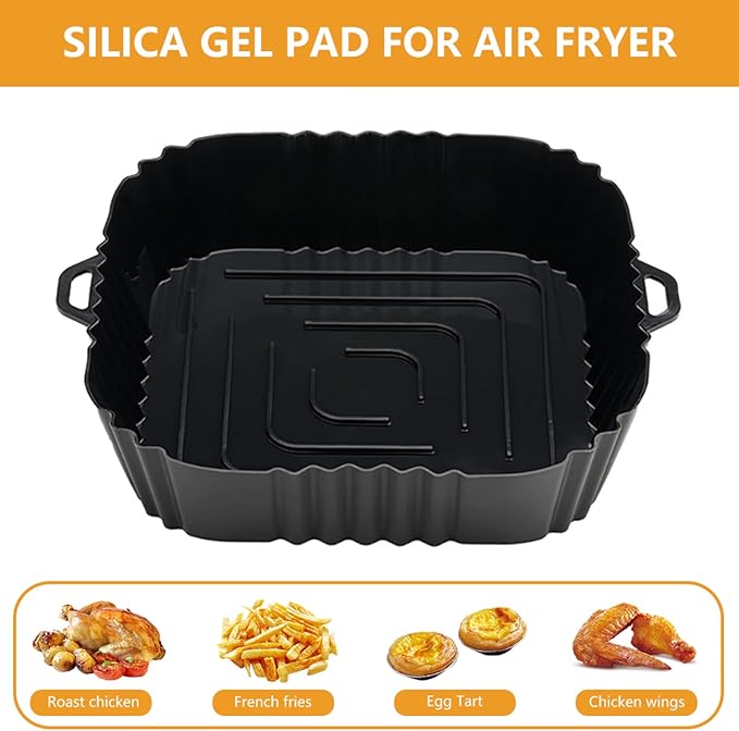 Silicone Baking Tray Reusable Air Fryer Liners Basket Nonstick Oven Baking Pan Multifunctional For Kitchen Gadgets 2Pcs Grey