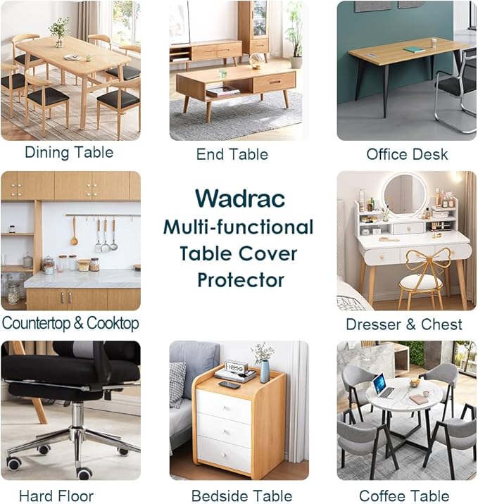 1.5mm Thick Crystal Clear Table Cover Protector for Glass Wood Dining Room Coffee Tabletop Plastic Vinyl Tablecloth Rectangular Table Pad Meeting Party Desk Mat Polyester Wipeable PVC 38x96 in or 90"