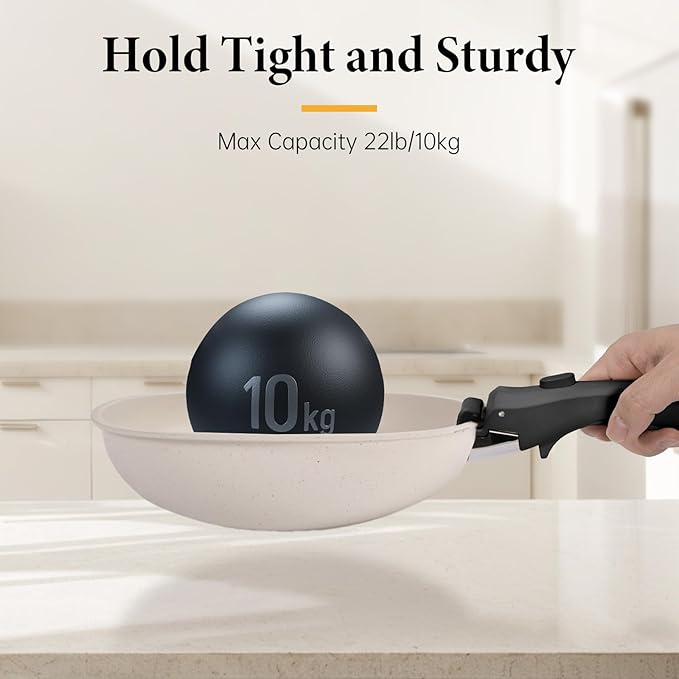 Removable Pot Handle, Universal Pan Handle, Replacement for Pots and Pans, Fits All Cookware, Includes Spoon Rest, Durable & Heat-Resistant, Black