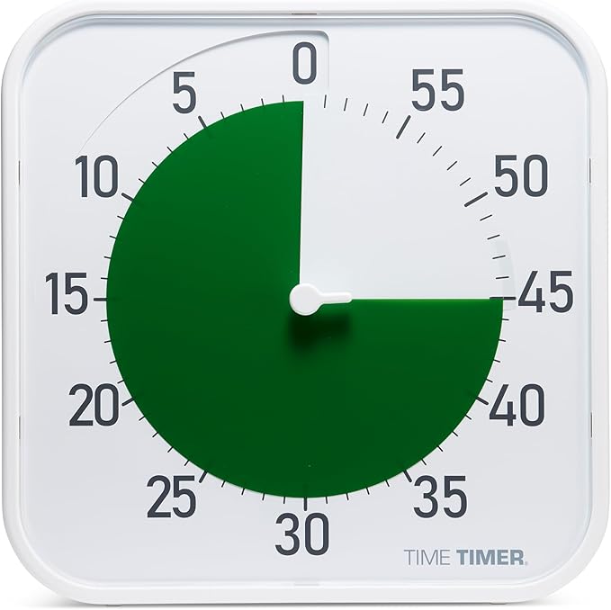 Time Timer Original 12" Visual Countdown Timer – Large 60-Minute Silent Classroom Visual Timer for SEL, Emotional Regulation, Focus, Calm Transitions, ADHD, Autism – (Green & White)