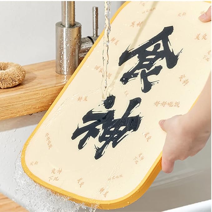 Double Sided Plastic Bamboo Wood Cutting Board Creative Board with Handles for Meat Fish Vegetable Cheese (2 Pack
