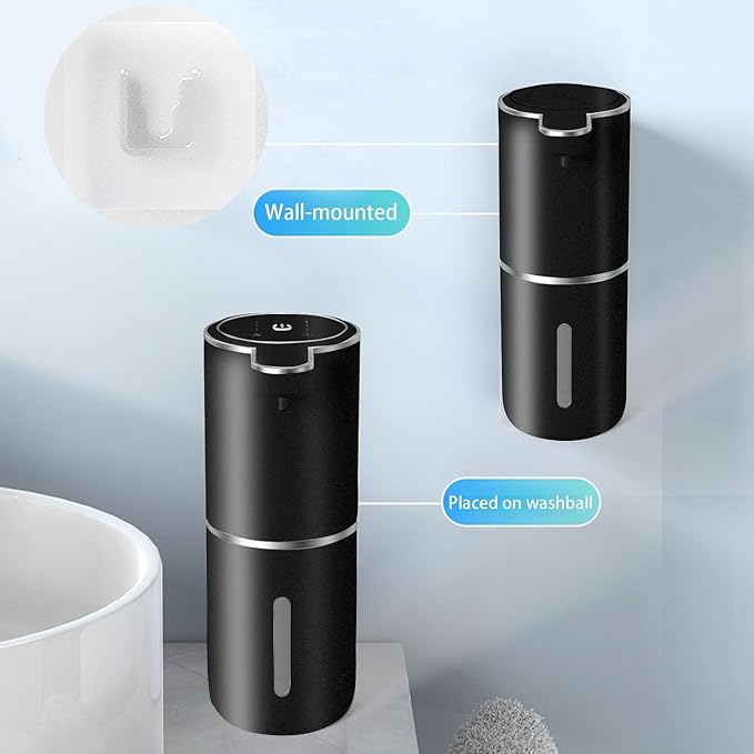 Automatic Liquid Soap Dispenser,Touchless Hand Soap Dispenser USB Rechargeabled Dispenser Electric,Wall Mounted 4 Levels Adjustable Dispenser Pump for Bathroom Kitchen Dish Soap Black