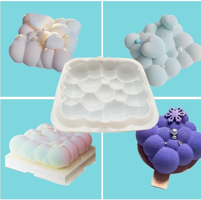 3D Cloud Shape Silicone Mold for Baking Mousse Cake Ice Cream Dessert Pudding Brownie Pastry Fondant Jelly Cake Decoration Mold